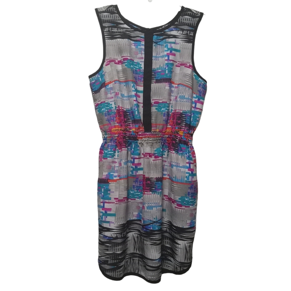 Paper Doll junior paisley sleeveless dress pockets geo Colorful for women size L
